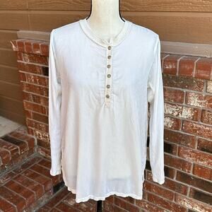 Johnny Was Pete & Greta Cream Mixed Media Velvet Silk Blend Blouse Small S
